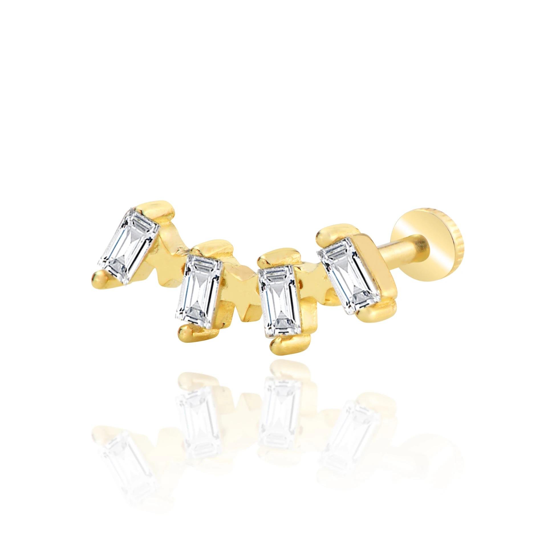 Sıralı baget yıldız tragus piercing