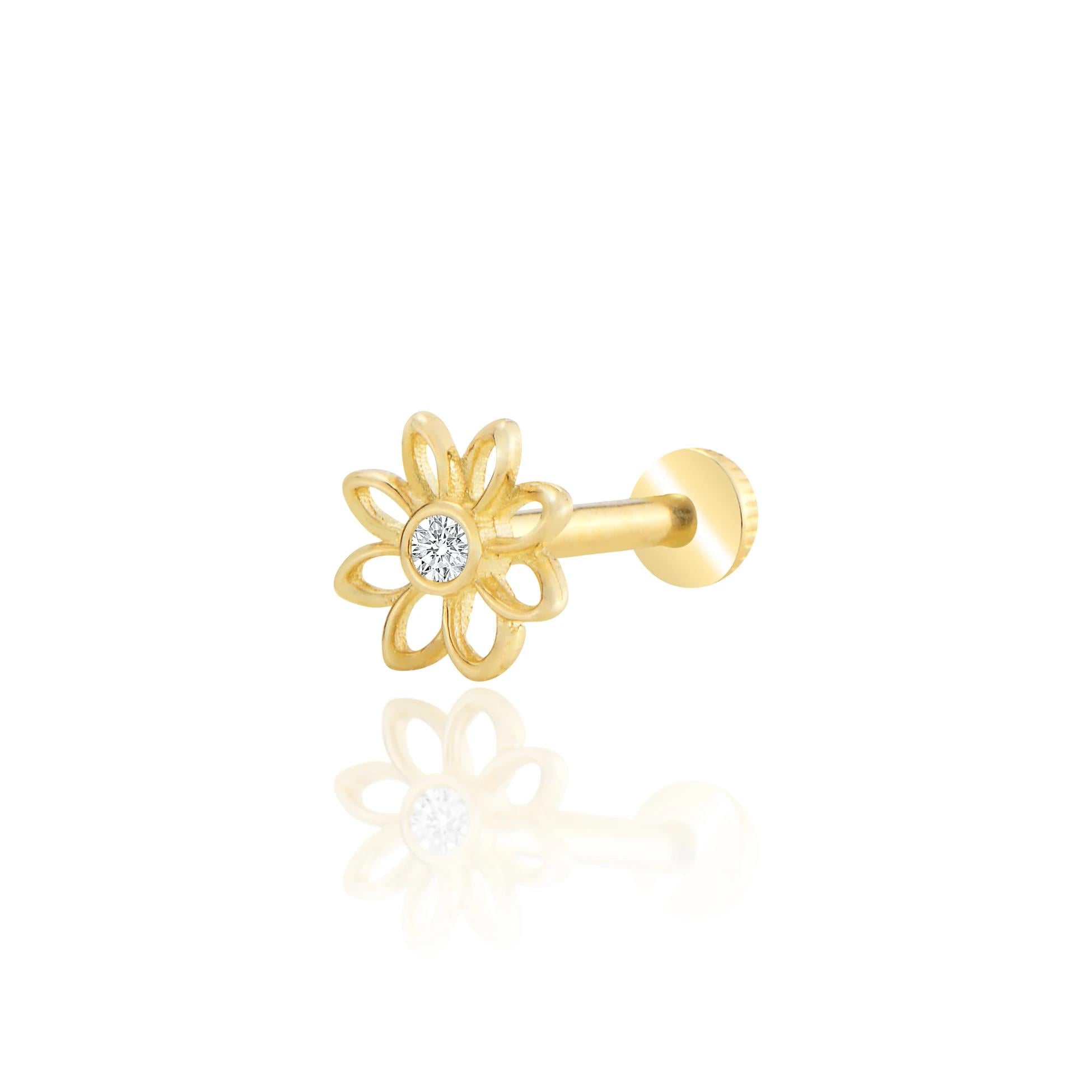 Tasarım çiçek tragus piercing