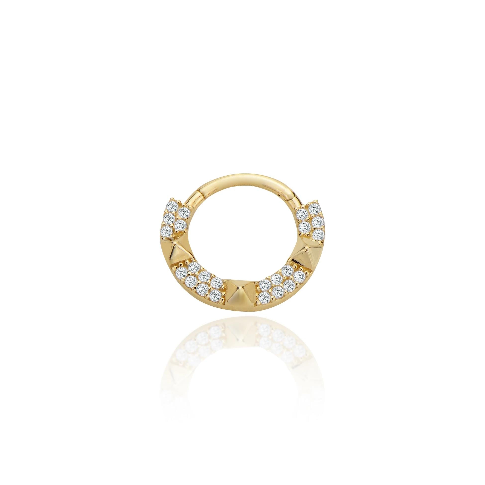 Tasarım taşlı halka helix piercing