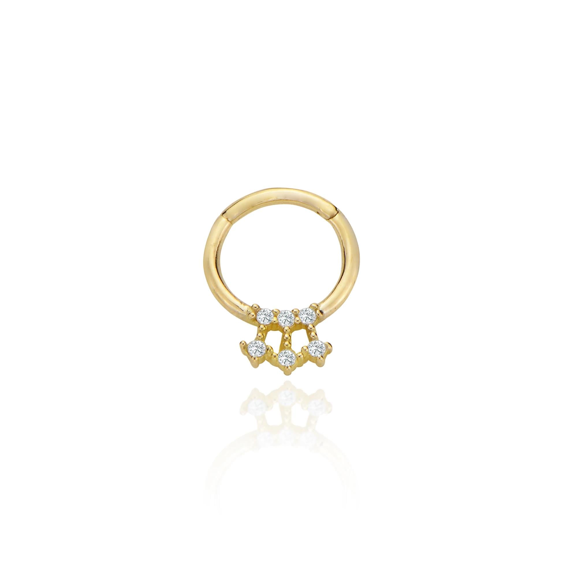 Tasarım taşlı helix piercing