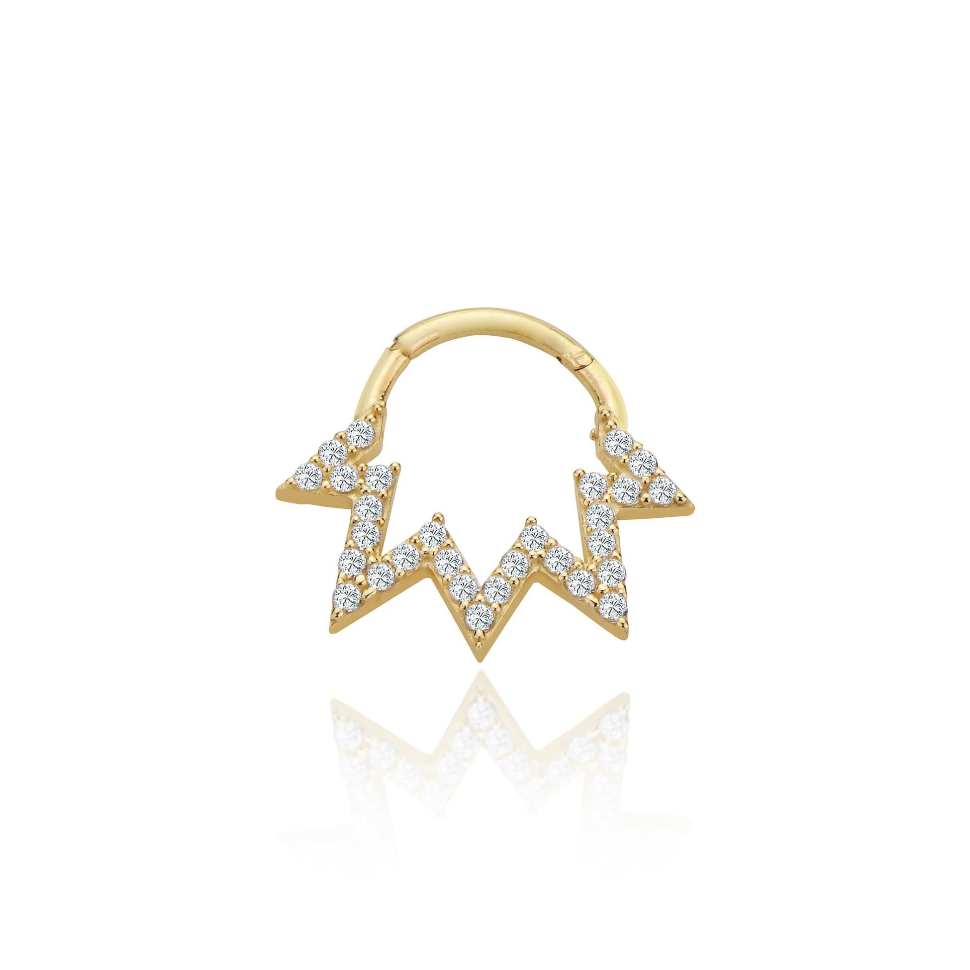 Tasarım taşlı helix piercing
