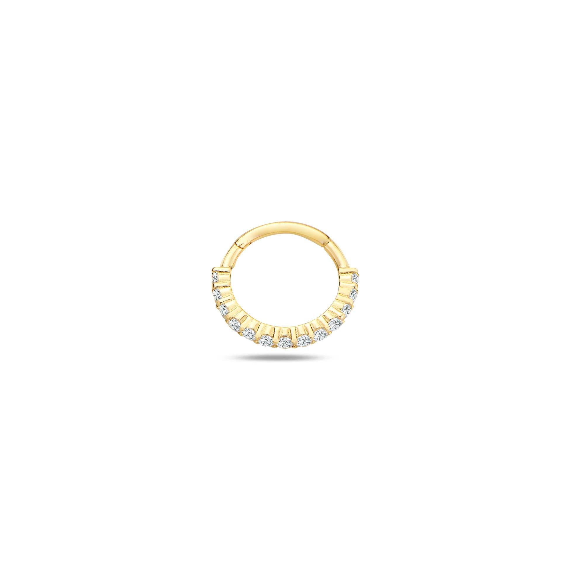 Taşlı halka helix piercing