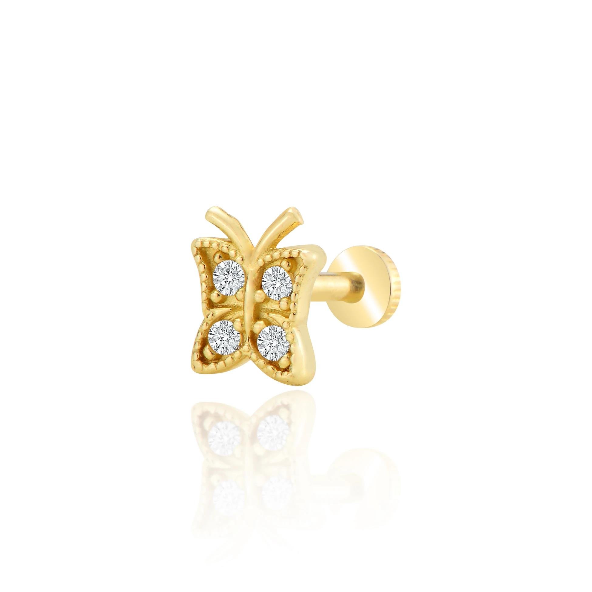 Taşlı kelebek tragus piercing