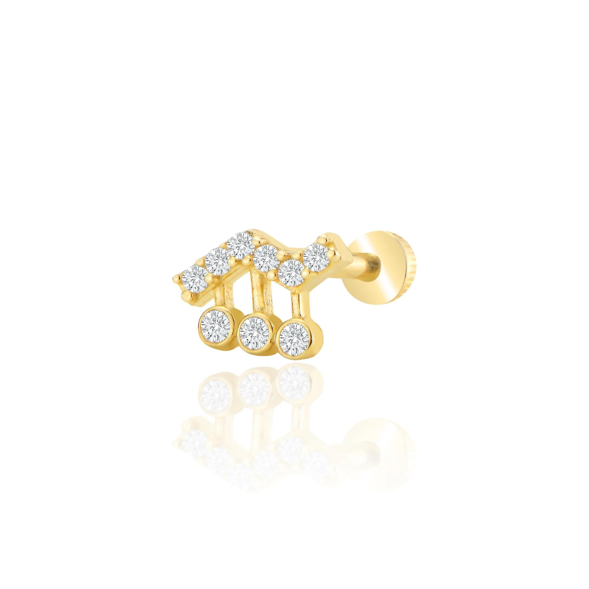 Taşlı tasarım tragus piercing