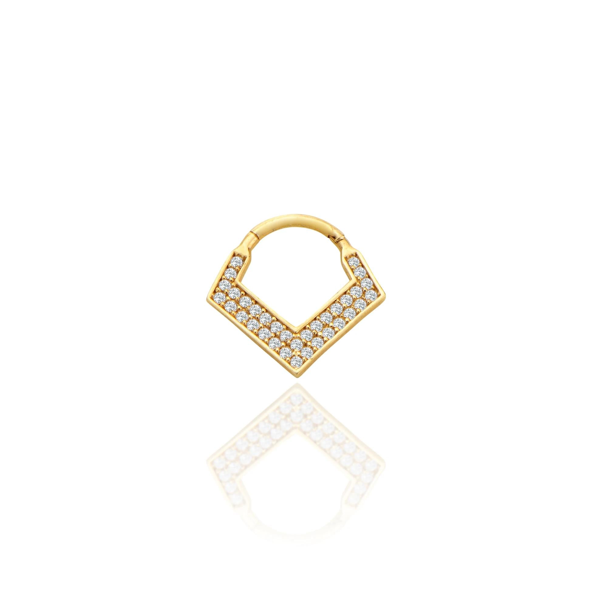 Taşlı v model halka helix piercing