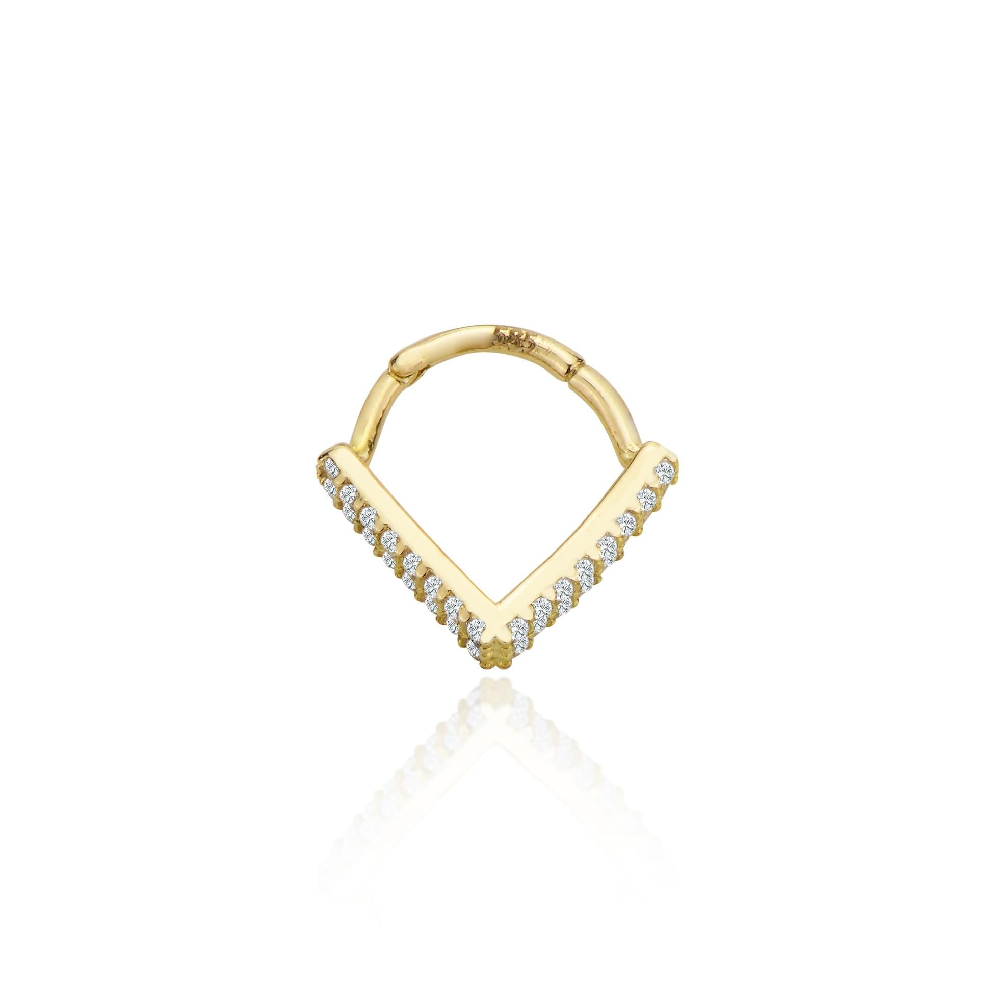 Taşlı V model helix piercing