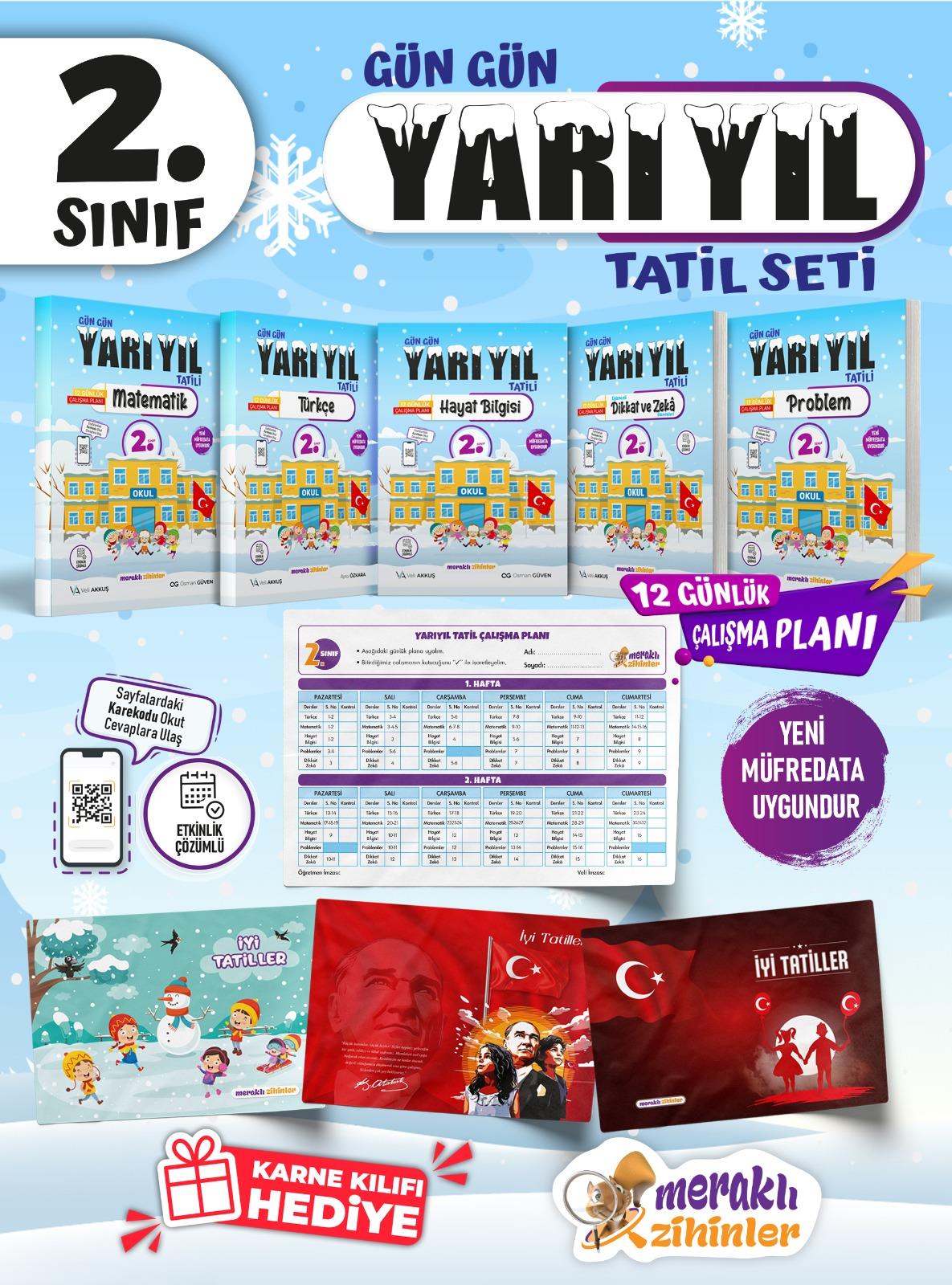 2. Sınıf Gün Gün Yarıyıl Tatil Seti (GÜNCEL MÜFREDAT) (KARNE KILIFI HEDİYELİ)