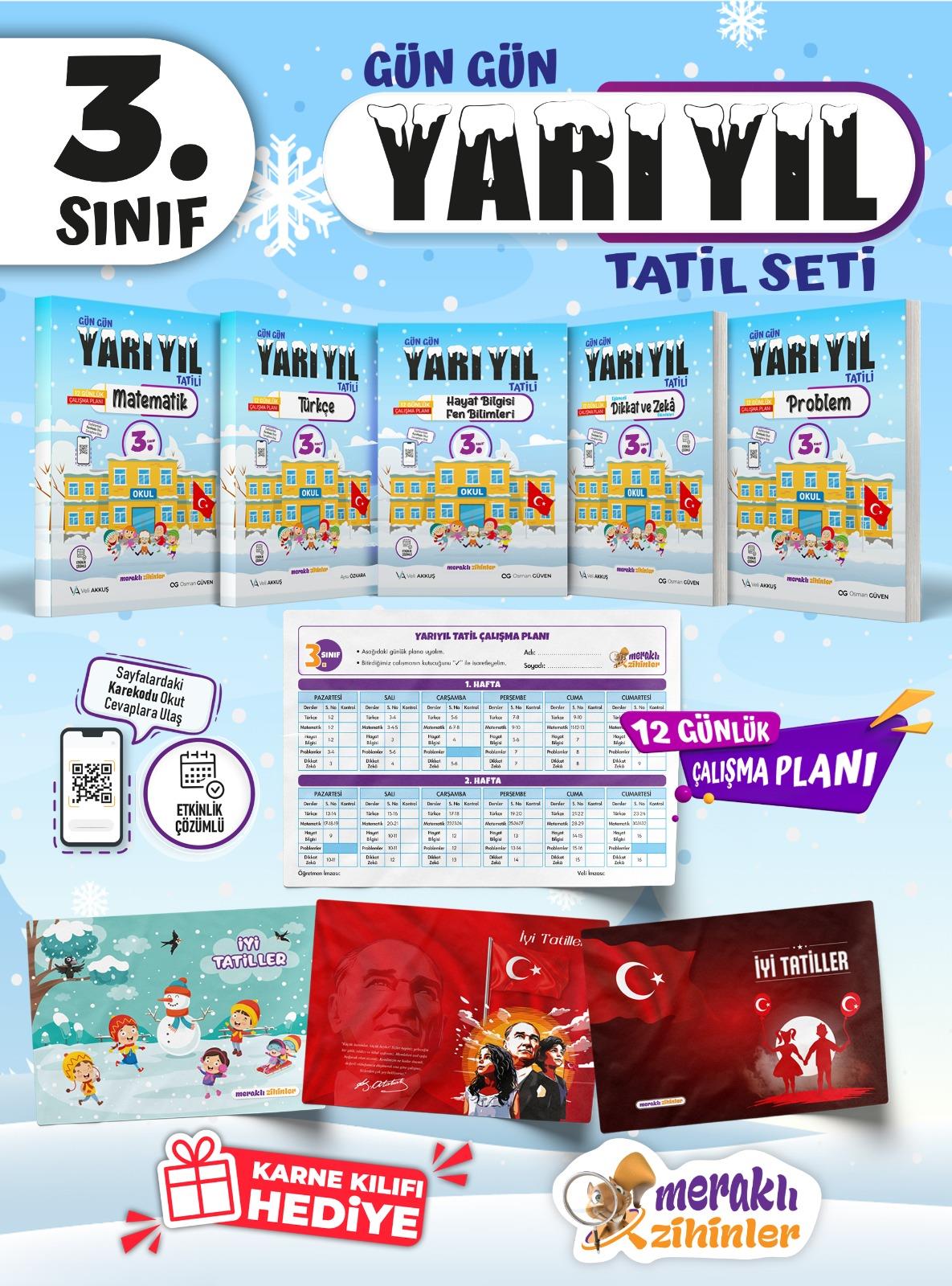 3. Sınıf Gün Gün Yarıyıl Tatil Seti-(KARNE KILIFI HEDİYELİ)