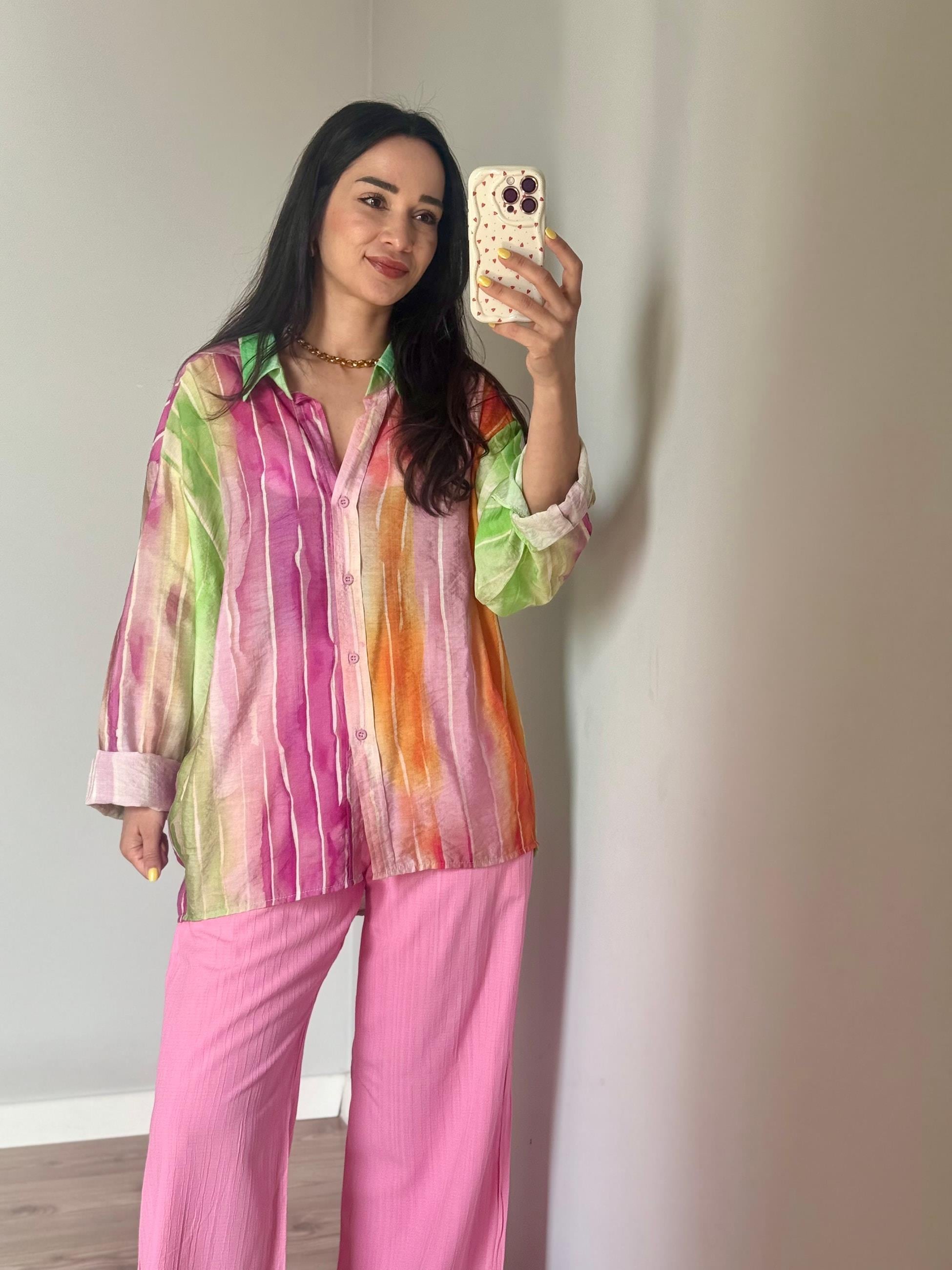 Çok Renkli Oversize Gömlek