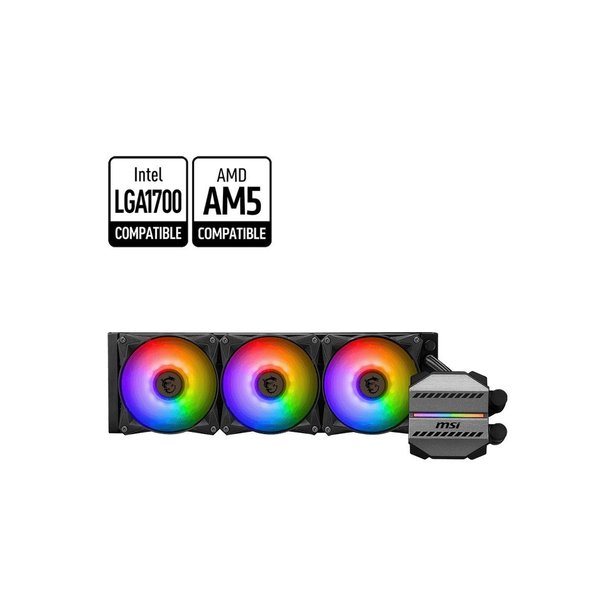 MSI MAG CORELIQUID M360 360mm ARGB Sıvı İşlemci Soğutucu Intel LGA1851/1700 AMD AM5 3x120mm PWM Fan Siyah