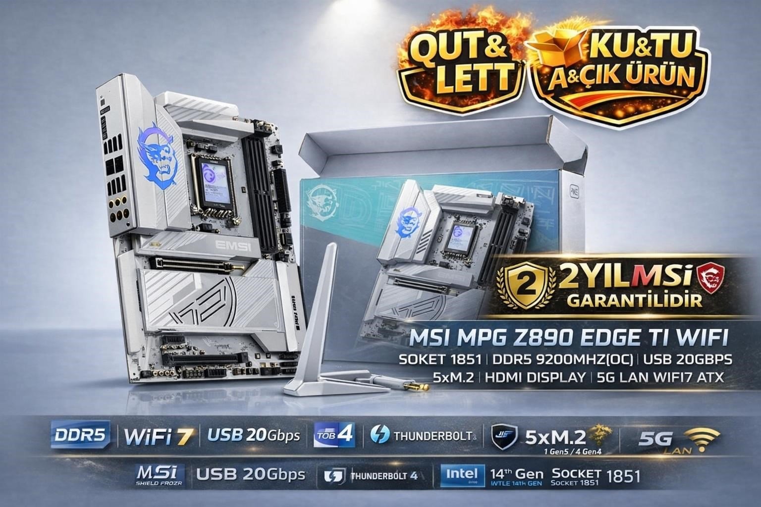 MSI MPG Z890 EDGE TI WIFI DDR5 Soket 1851 9200MHZ(OC) WIFI 7 ATX Gaming (Oyuncu) Anakart