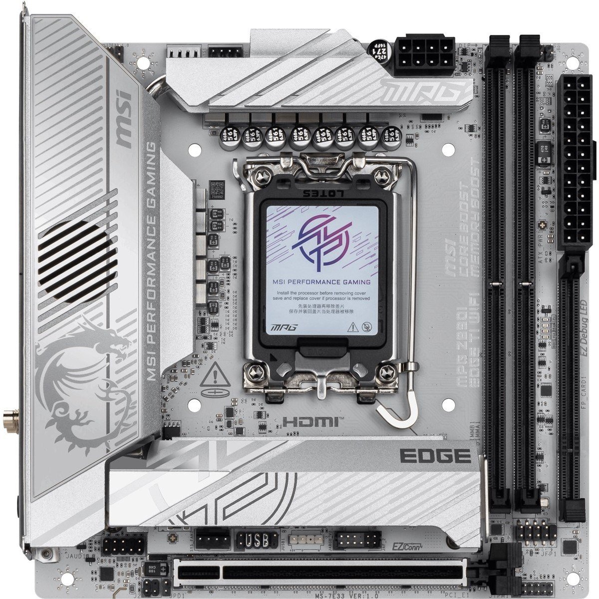MSI MPG Z890I EDGE TI WIFI 8600MHz (OC) DDR5 Soket LGA1851 M.2 HDMI DP Thunderbolt Mini-ITX Anakart