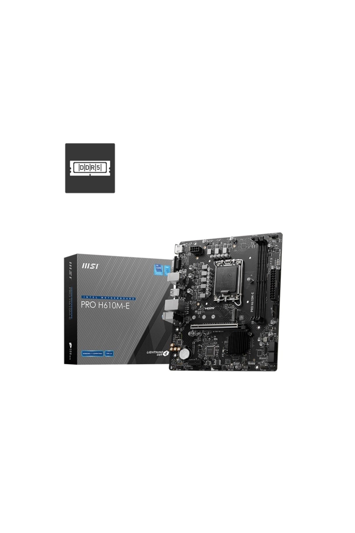 MSI PRO H610M-E Intel H610 LGA 1700, 12. 13. ve 14. Nesil İşlemci Destekli, DDR5 5600 MHz, PCIe 4.0, M.2 Micro ATX Anakart
