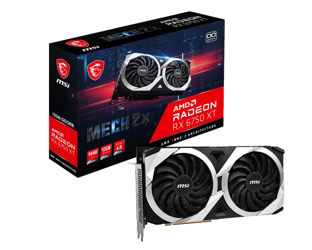 MSI RADEON RX 6750 XT MECH 2X 12G V1 RX6750XT 12GB GDDR6 192B PCIE 4.0 X16 (3XDP 1XHDMI)