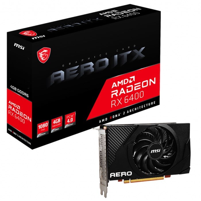 MSI VGA RADEON RX 6400 AERO ITX 4G RX6400 4GB GDDR6 64B PCIE 4.0 X4 (1XDP 1XHDMI) Ekran Kartı