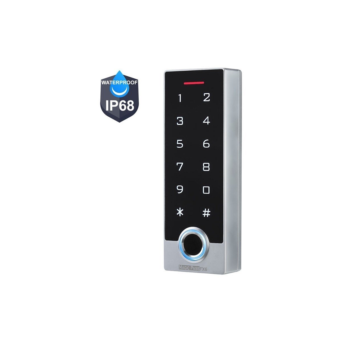 Perkotek Magic Pass FX6 ID Parmak İzi, Kart ve Şifre Okuyucu – IP68 Dış Mekan Su Geçirmez Çelik