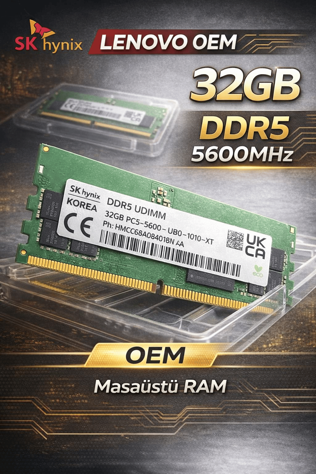 SK hynix 32GB DDR5 5600MHz Kutusuz Masaüstü RAM – Lenovo OEM
