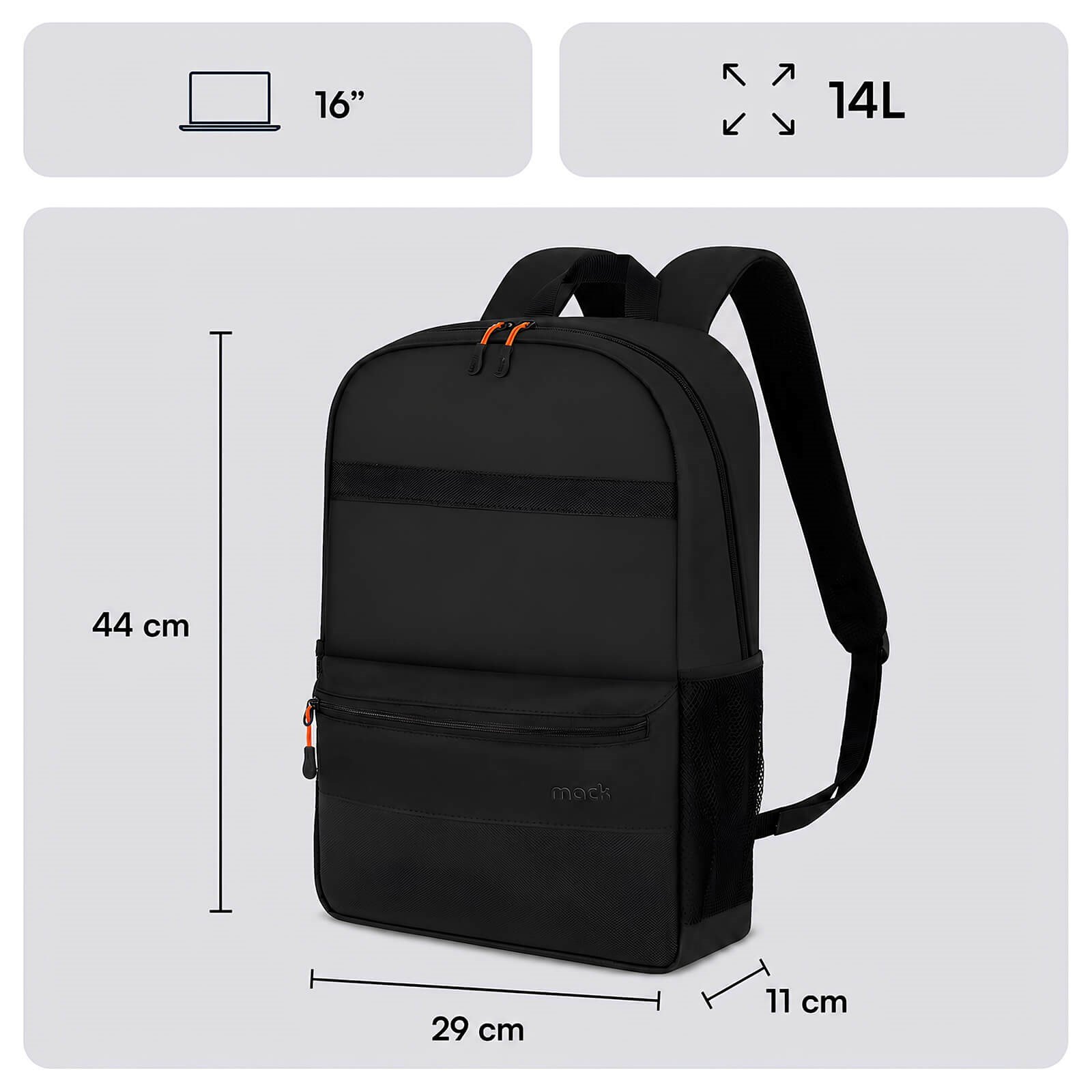 MACK MCC-1622 16 PAX Line Notebook Sırt Çantası Siyah