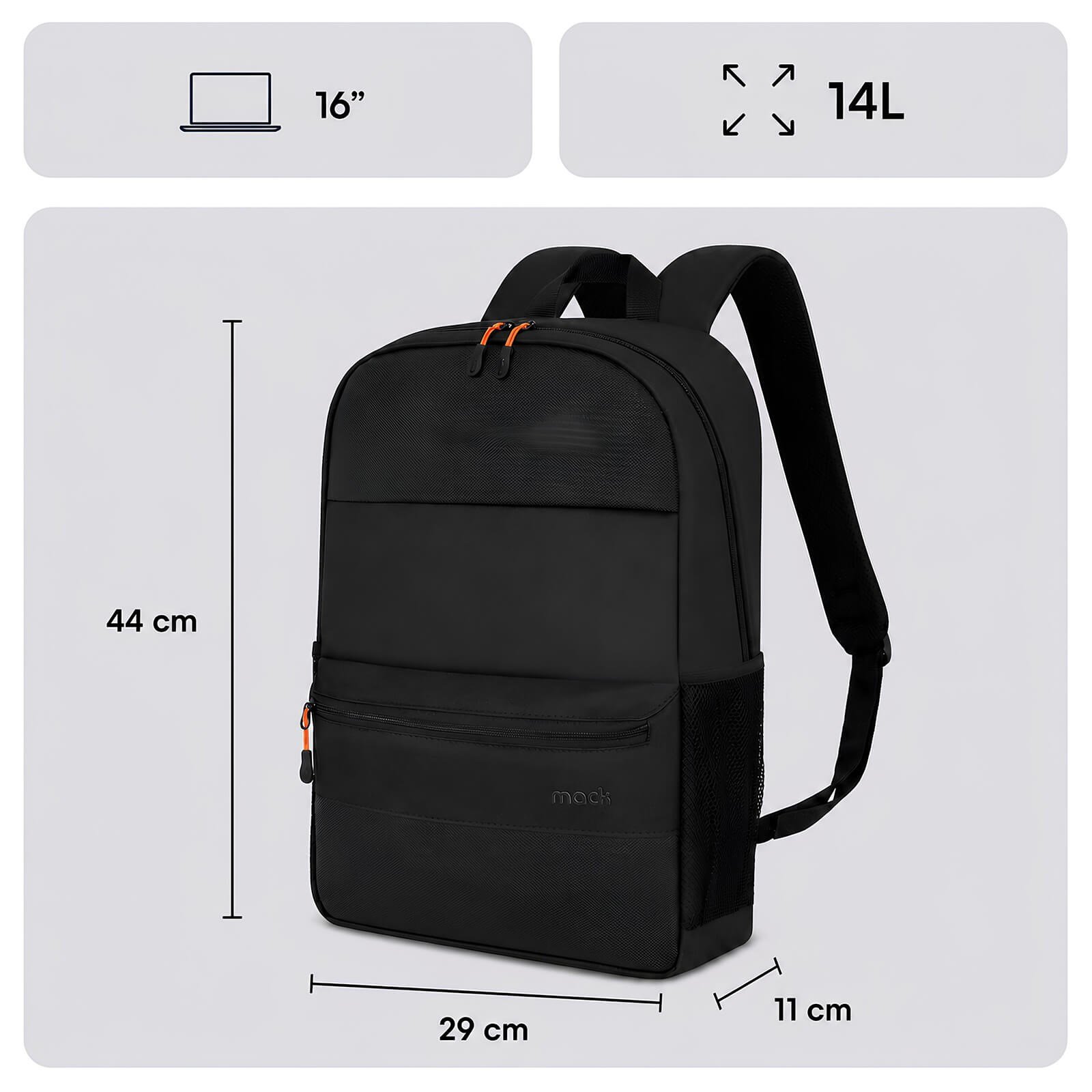 MACK MCC-1623 16 PAX Motion Notebook Sırt Çantası Siyah