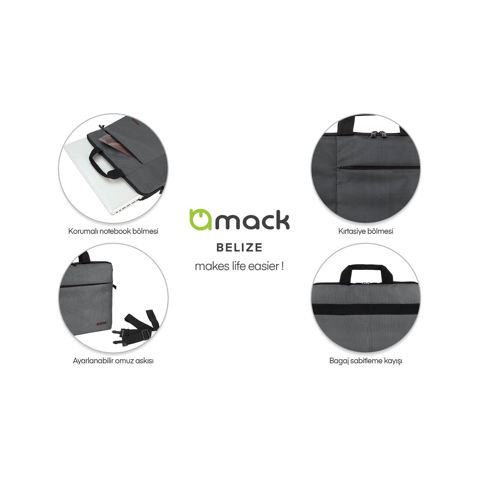 MACK MCC-201 15.6 BELIZE Notebook Çantası Siyah