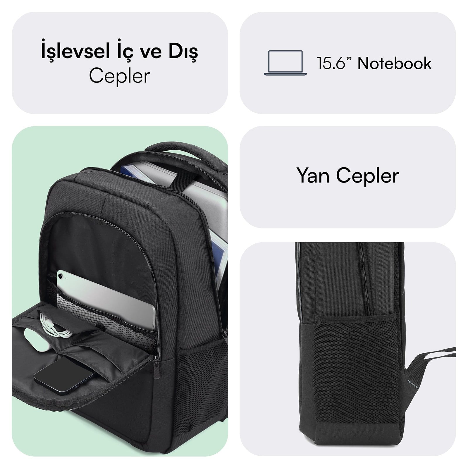MACK MCC-505BG 15.6 Move Notebook Sırt Çantası Siyah Gri
