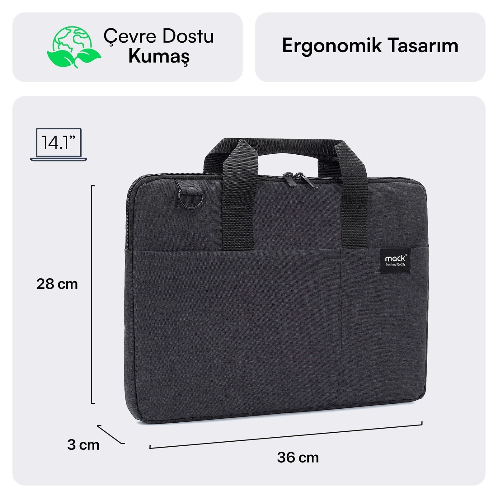 MACK MCC-701 14.1 City Fit Eco Notebook Çantası Siyah