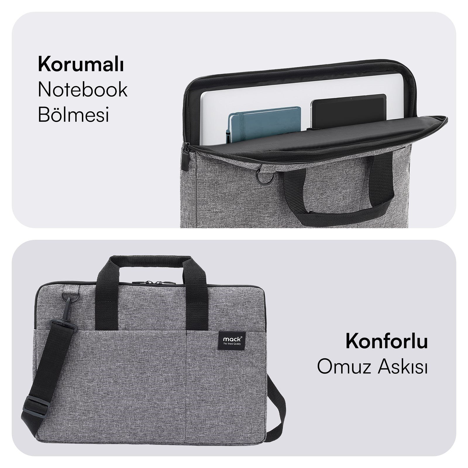 MACK MCC-702 14.1 City Fit Eco Notebook Çantası Gri
