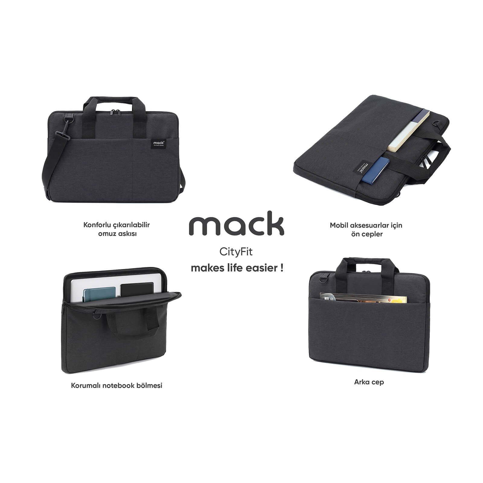 MACK MCC-703 15.6 City Fit Eco Notebook Çantası Siyah