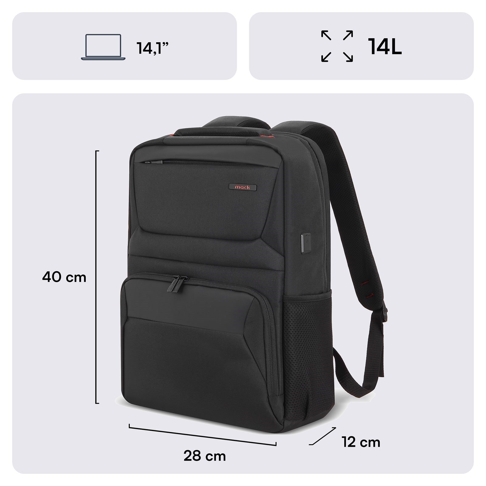 MACK MCC-804 14.1 Business X Notebook Sırt Çantası Siyah