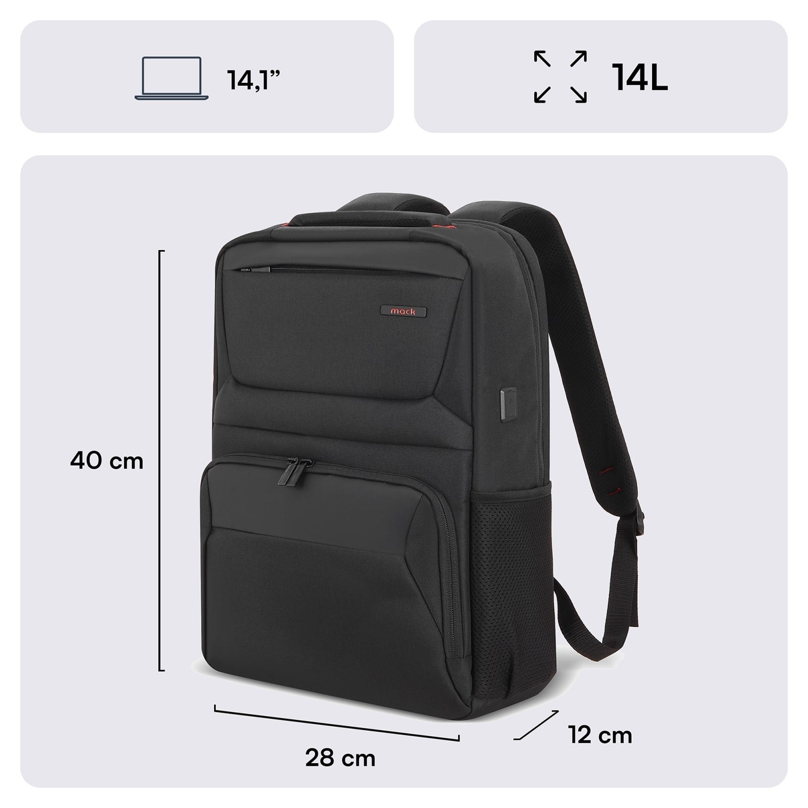 MACK MCC-804 14.1 Business X Notebook Sırt Çantası Siyah