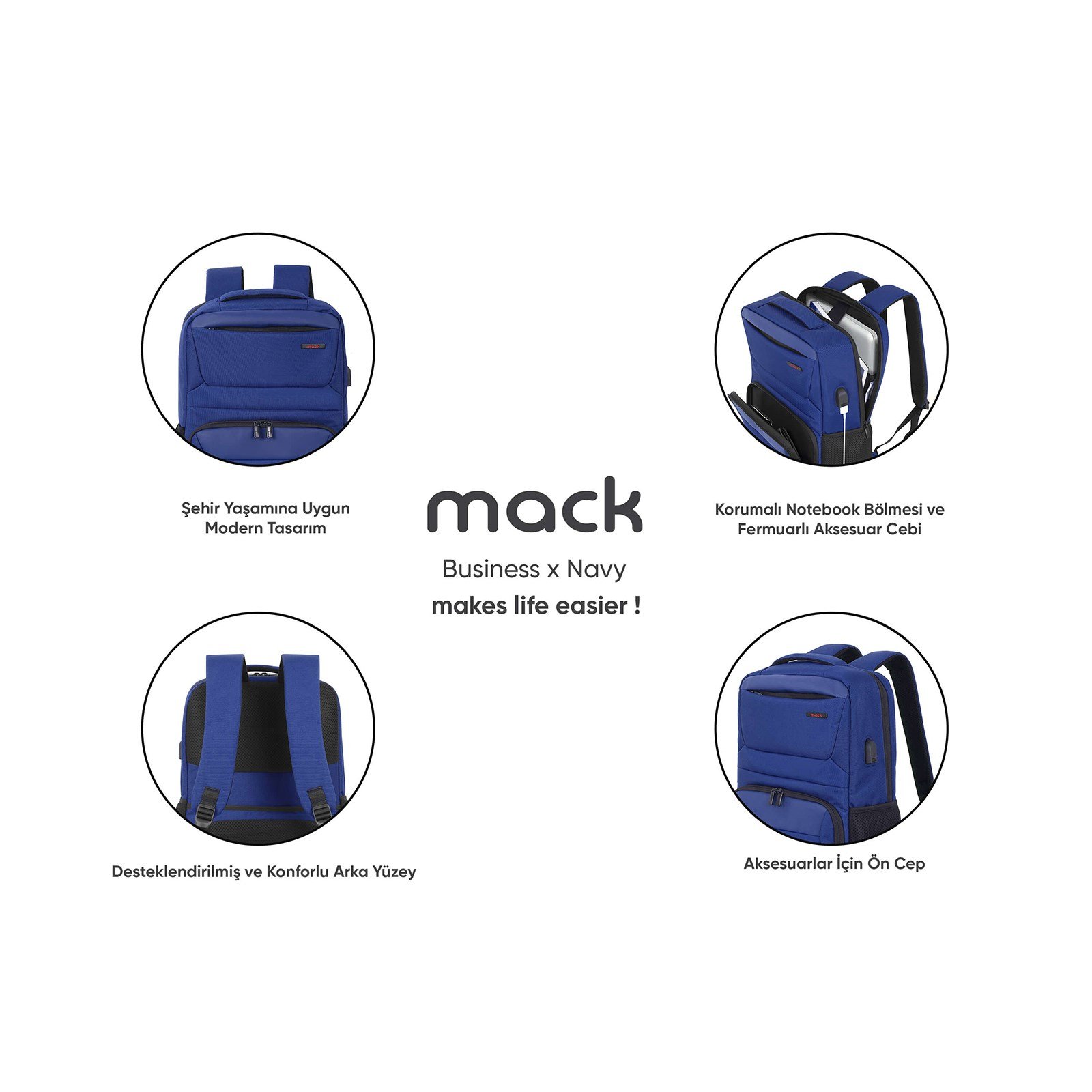 MACK MCC-806 15.6 Business X Notebook Sırt Çantası Lacivert