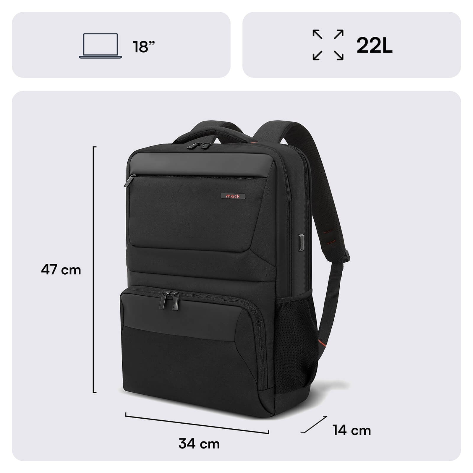 MACK MCC-807 18 Business X Notebook Sırt Çantası Siyah