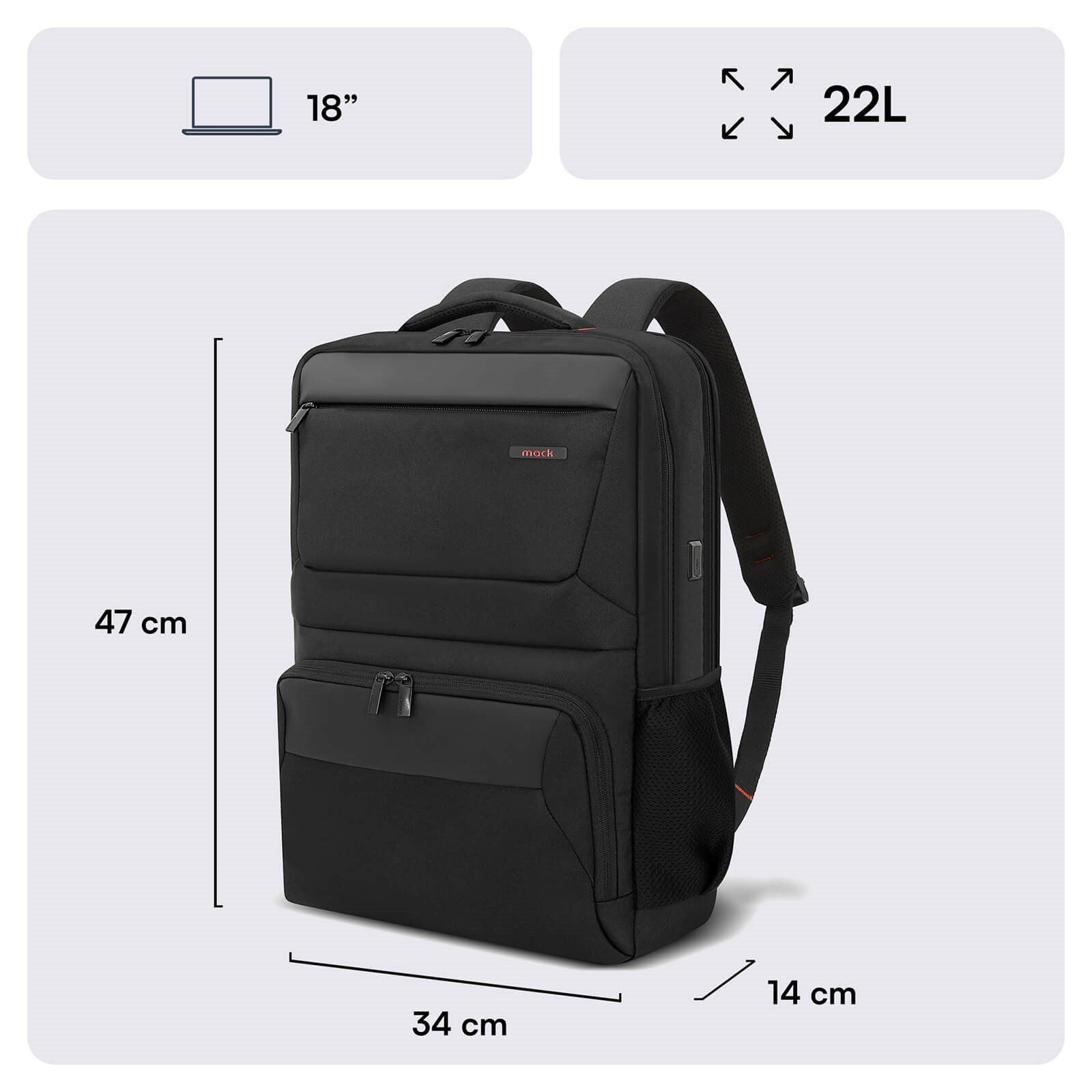 MACK MCC-807 18 Business X Notebook Sırt Çantası Siyah