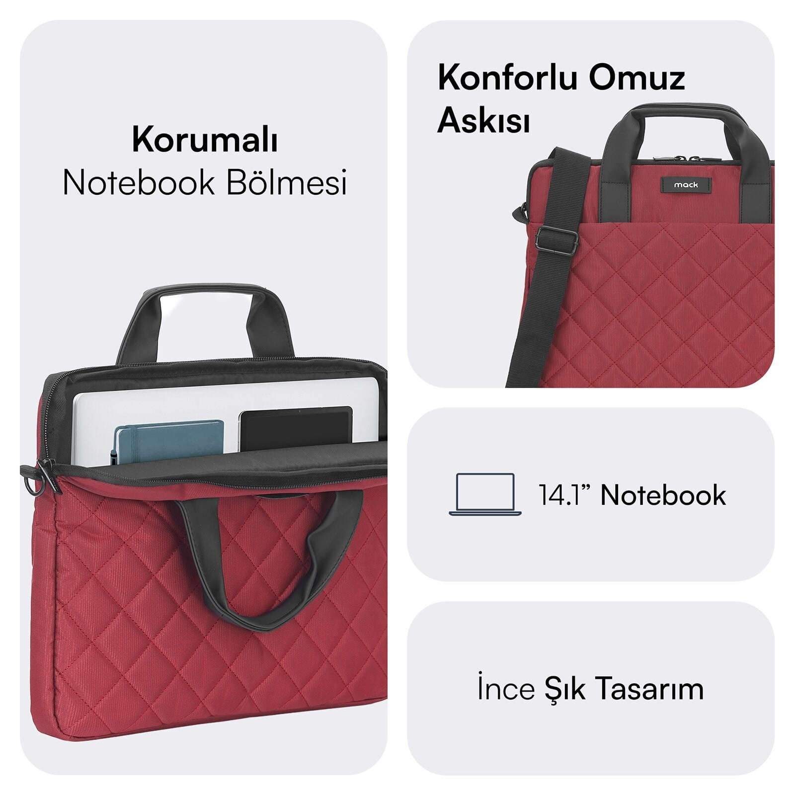 MACK MCC-902 14.1 iksy Notebook Çantası Kırmızı