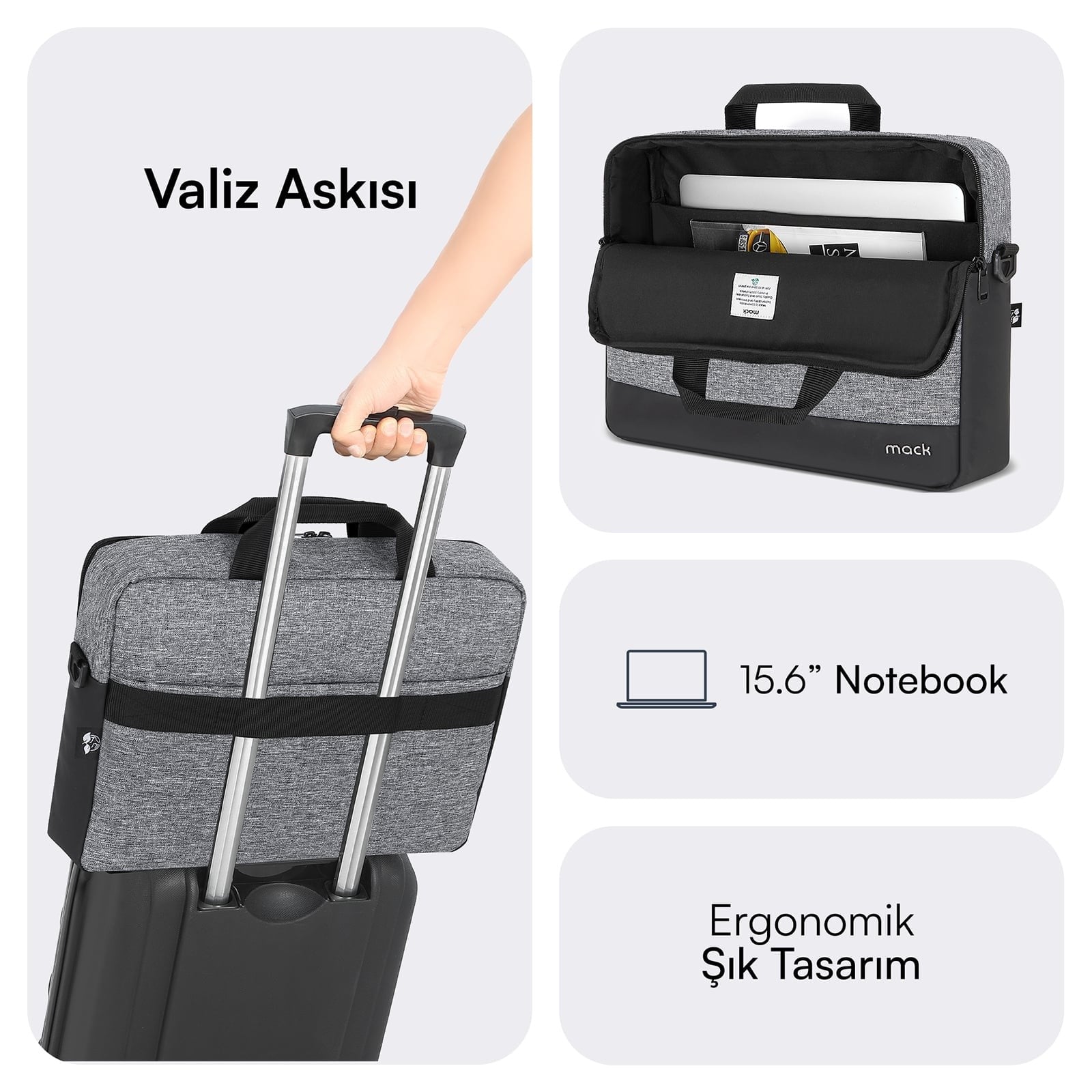 MACK MCE-1102 15.6 UNICITY Eco Notebook Çantası Gri