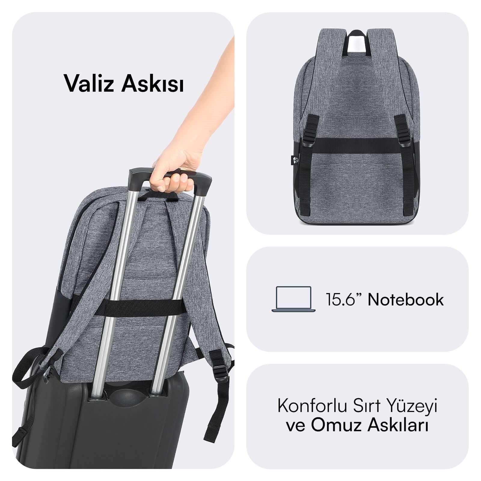 MACK MCE-1104 15.6 UNICITY Eco Notebook Sırt Çantası Gri