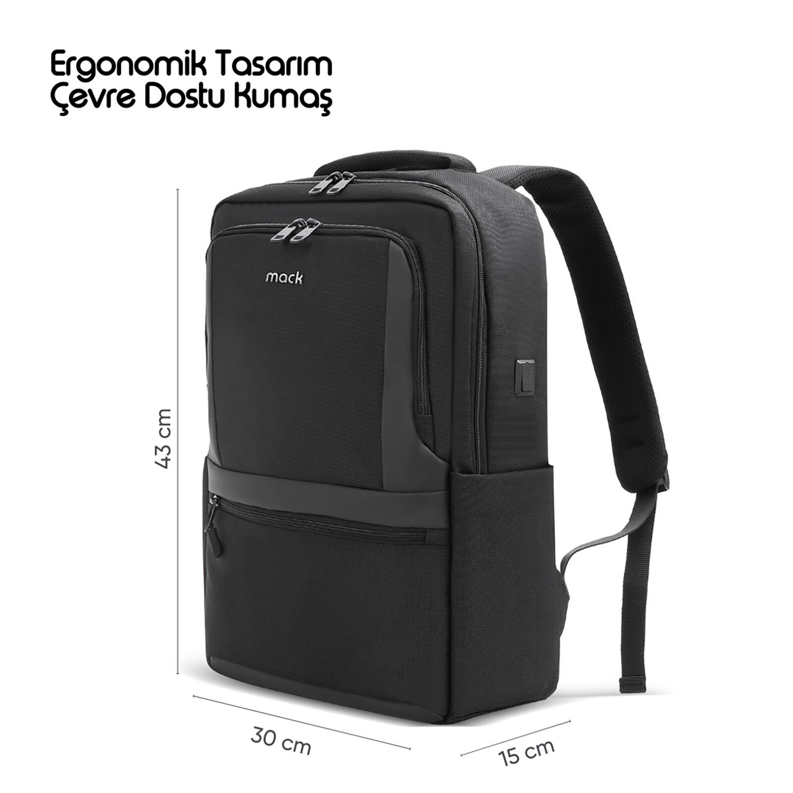 MACK MCE-1202 15.6 OFFICE Pro-1 Eco Notebook Sırt Çantası Siyah