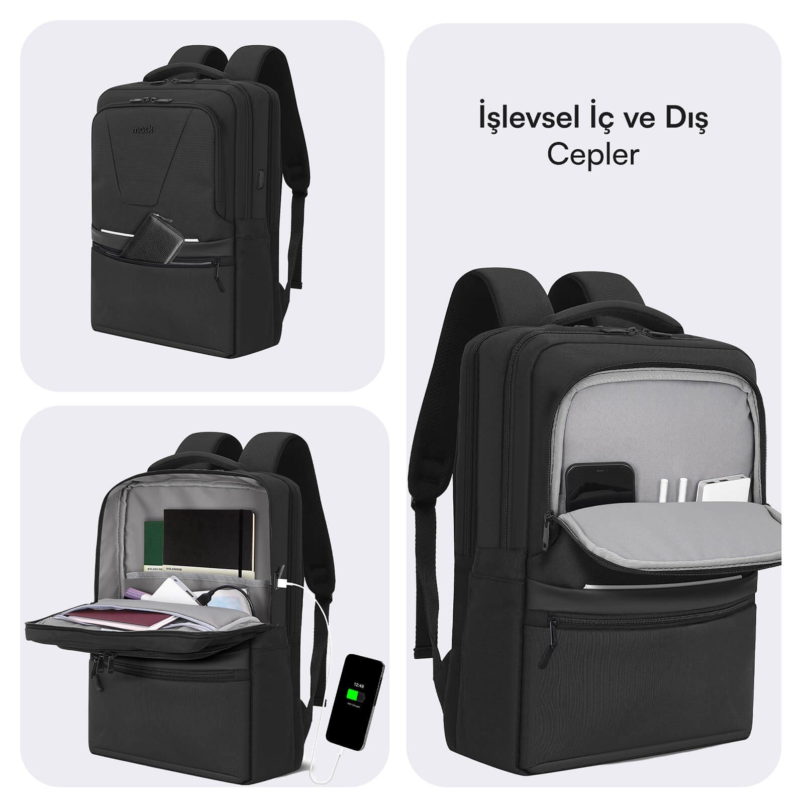 MACK MCE-1213 16 OFFICE Pro-4 Eco Notebook Sırt Çantası Siyah
