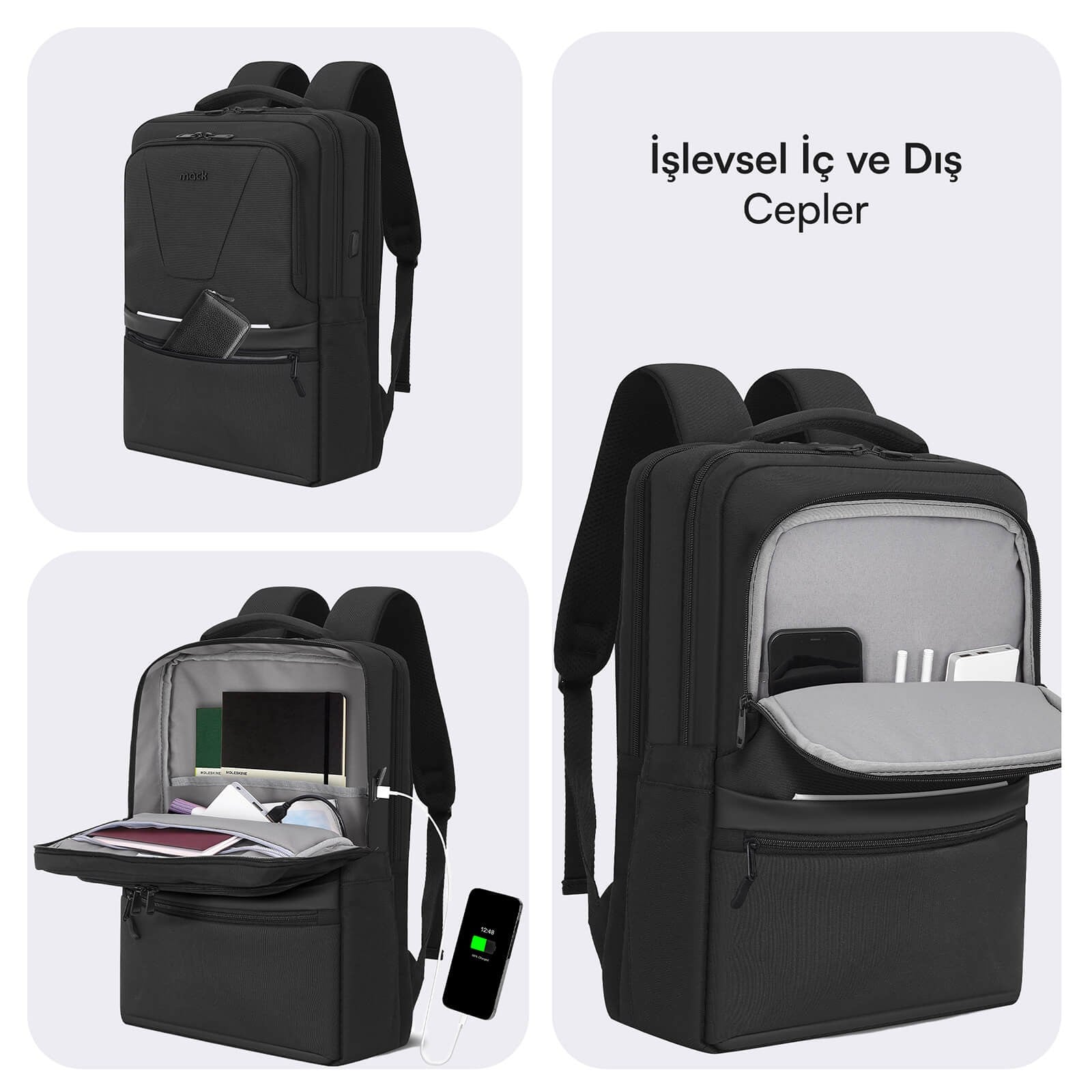 MACK MCE-1213 16 OFFICE Pro-4 Eco Notebook Sırt Çantası Siyah