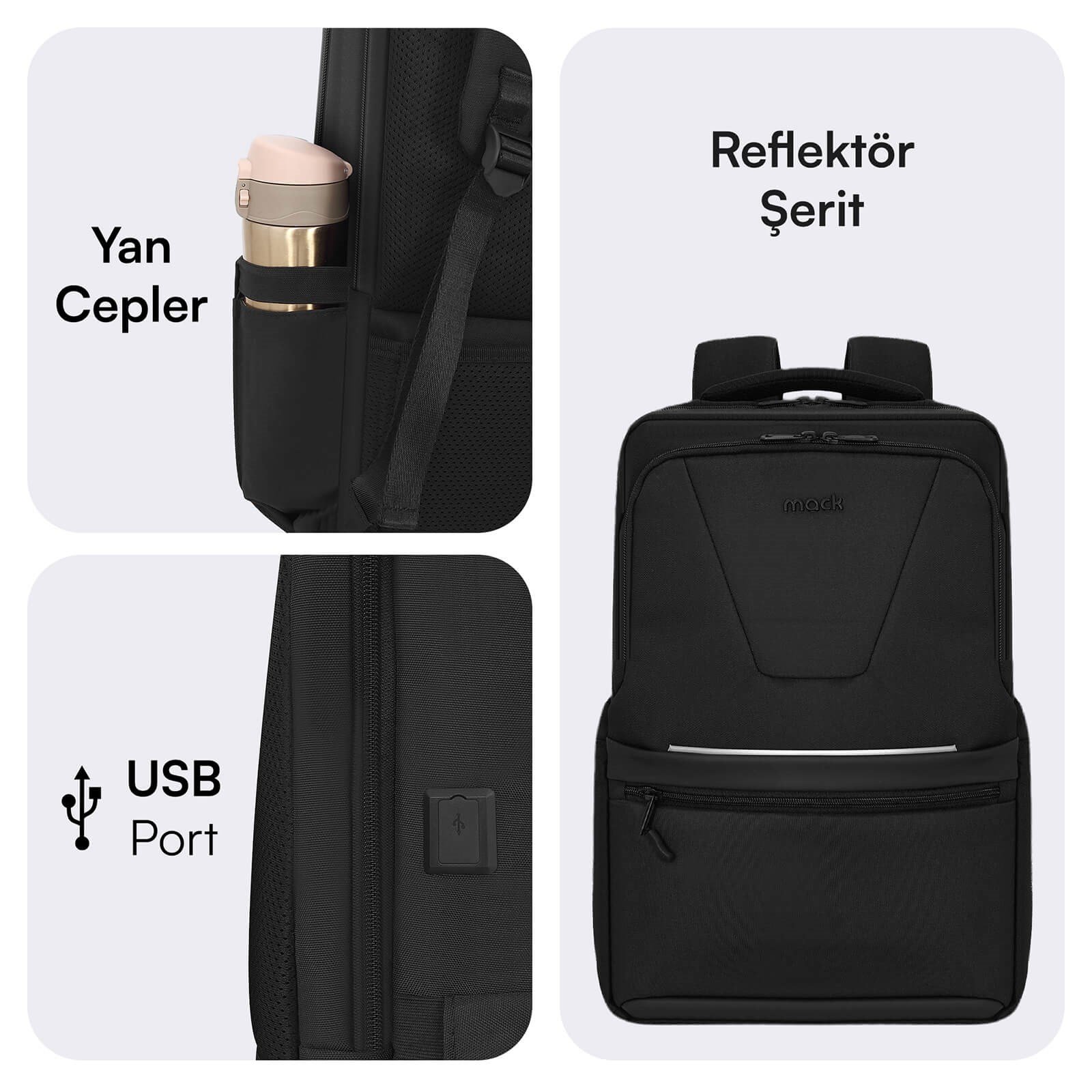 MACK MCE-1213 16 OFFICE Pro-4 Eco Notebook Sırt Çantası Siyah