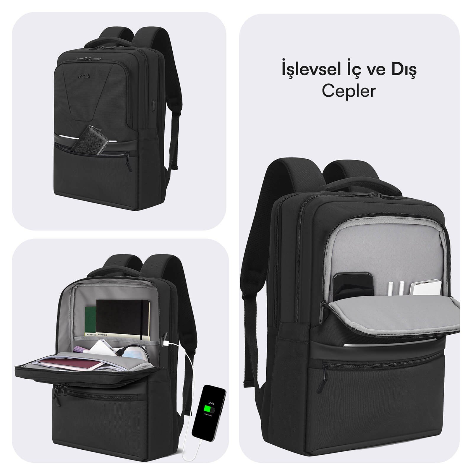 MACK MCE-1213 16 OFFICE Pro-4 Eco Notebook Sırt Çantası Siyah