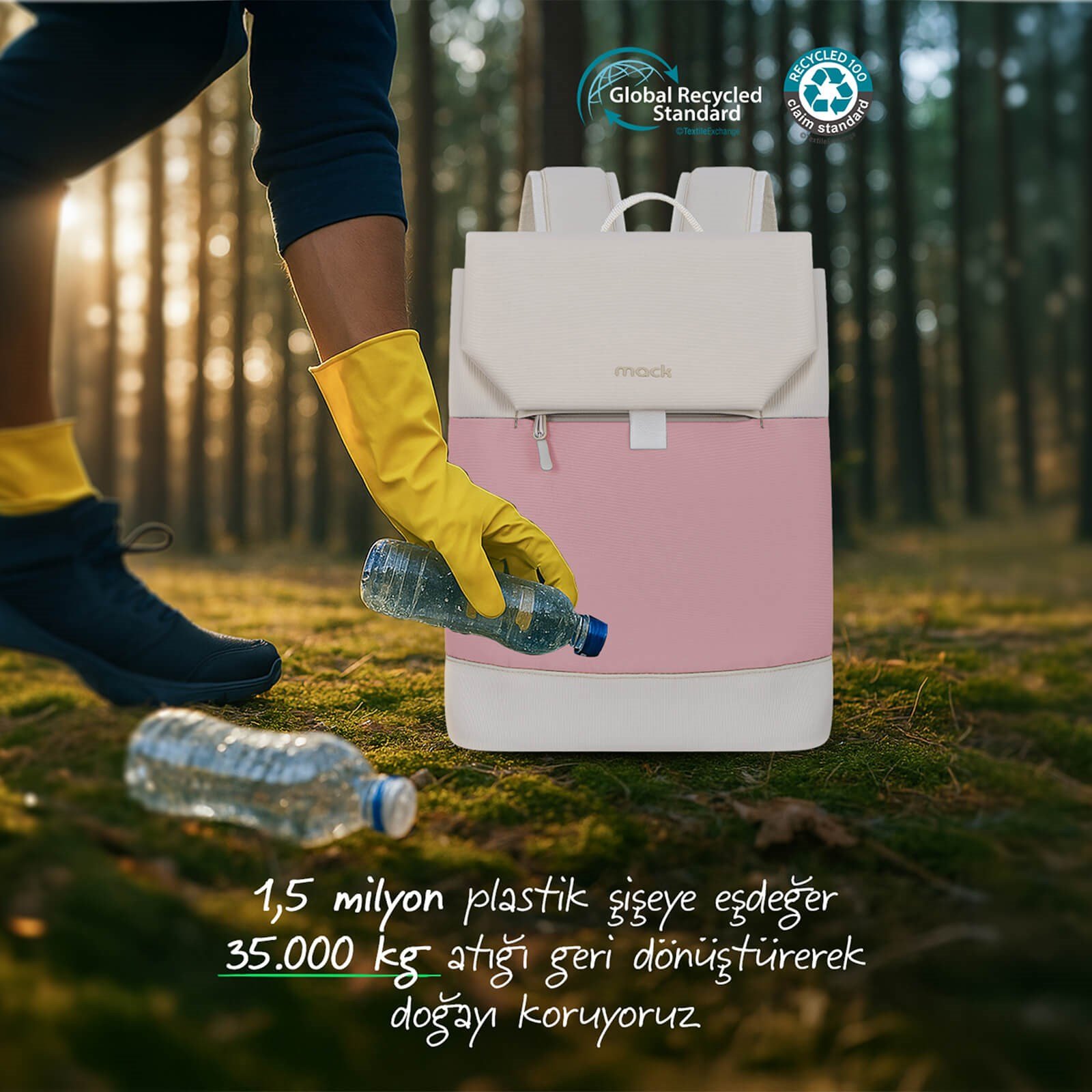 MACK MCE-1308 14.1 ZEN Eco Günlük Sırt Çantası Pembe Bej