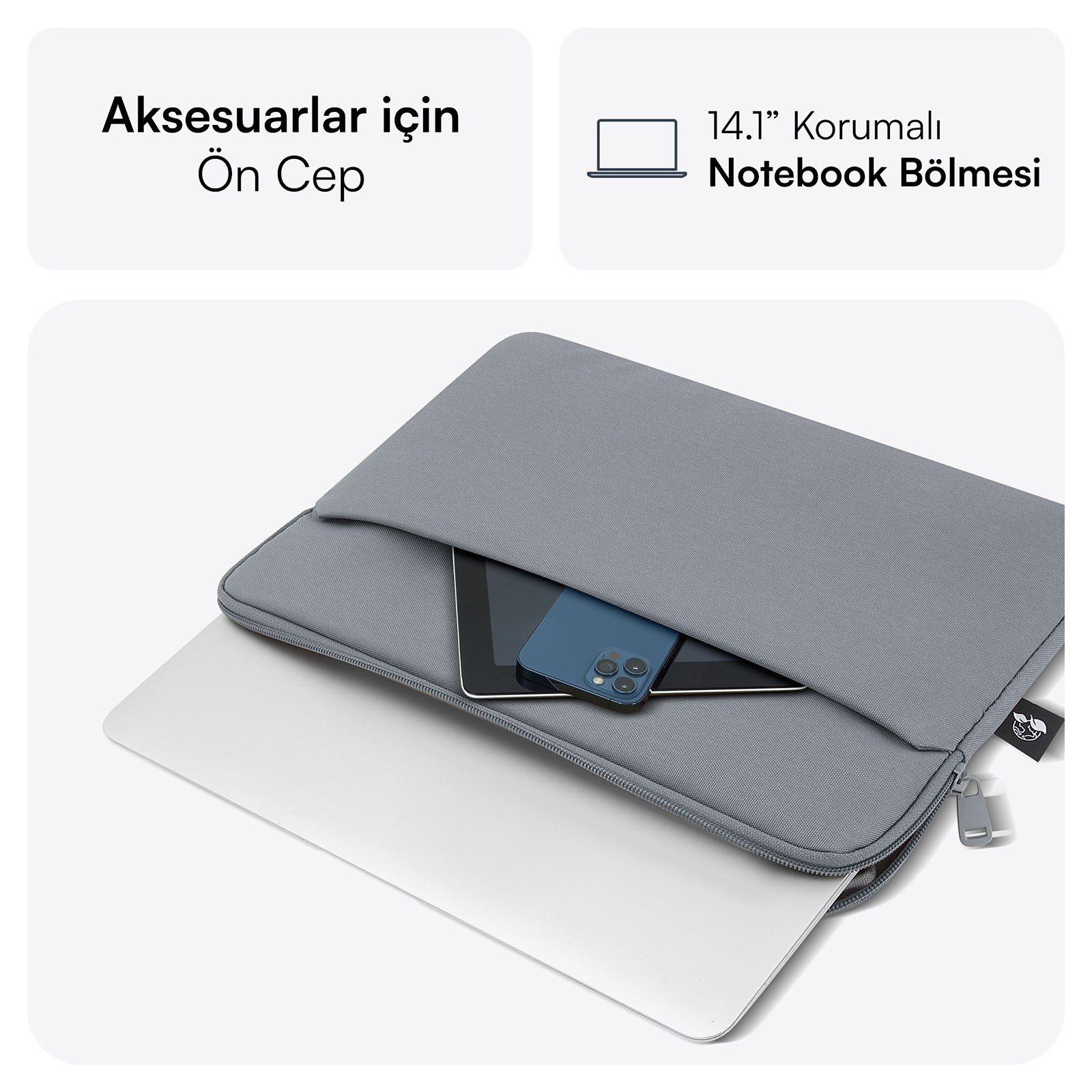 MACK MCE-1502 14.1 NOVA Eco Notebook Sleeve Gri