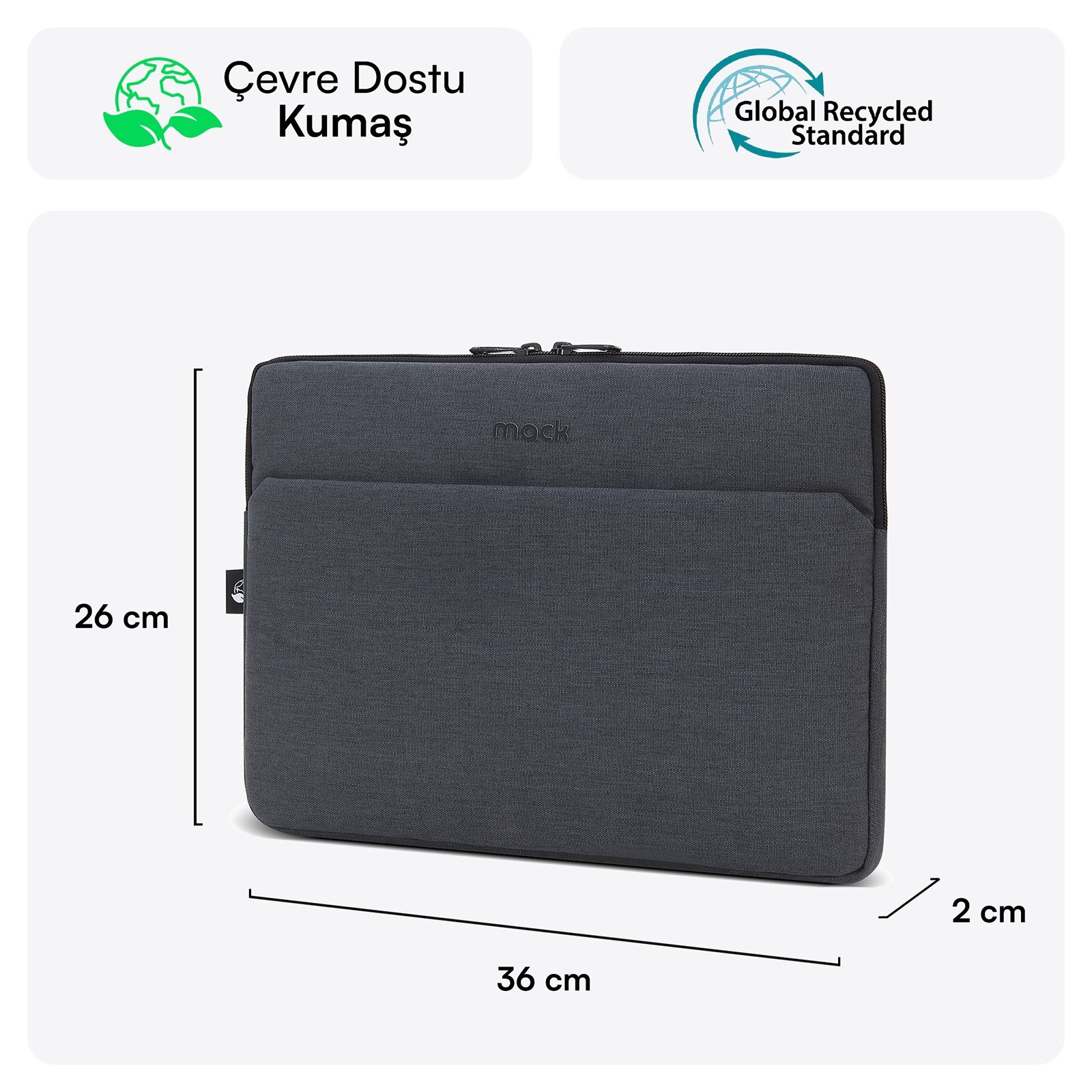MACK MCE-1504 14.1 NOVA Eco Notebook Sleeve Antrasit