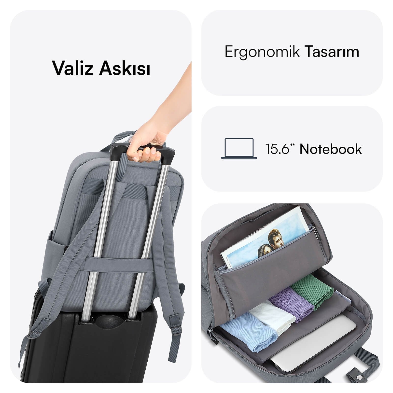 MACK MCE-1522 15.6 NOVA Eco Notebook Sırt Çantası Gri