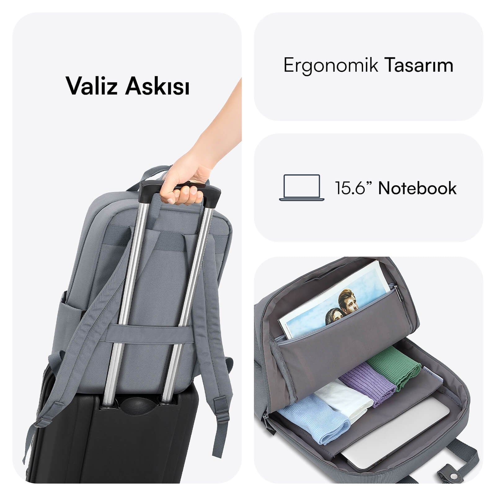 MACK MCE-1522 15.6 NOVA Eco Notebook Sırt Çantası Gri
