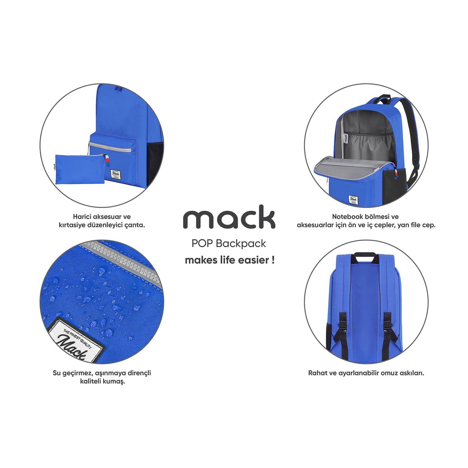 MACK MCK-004 POP Sırt Çantası Mavi