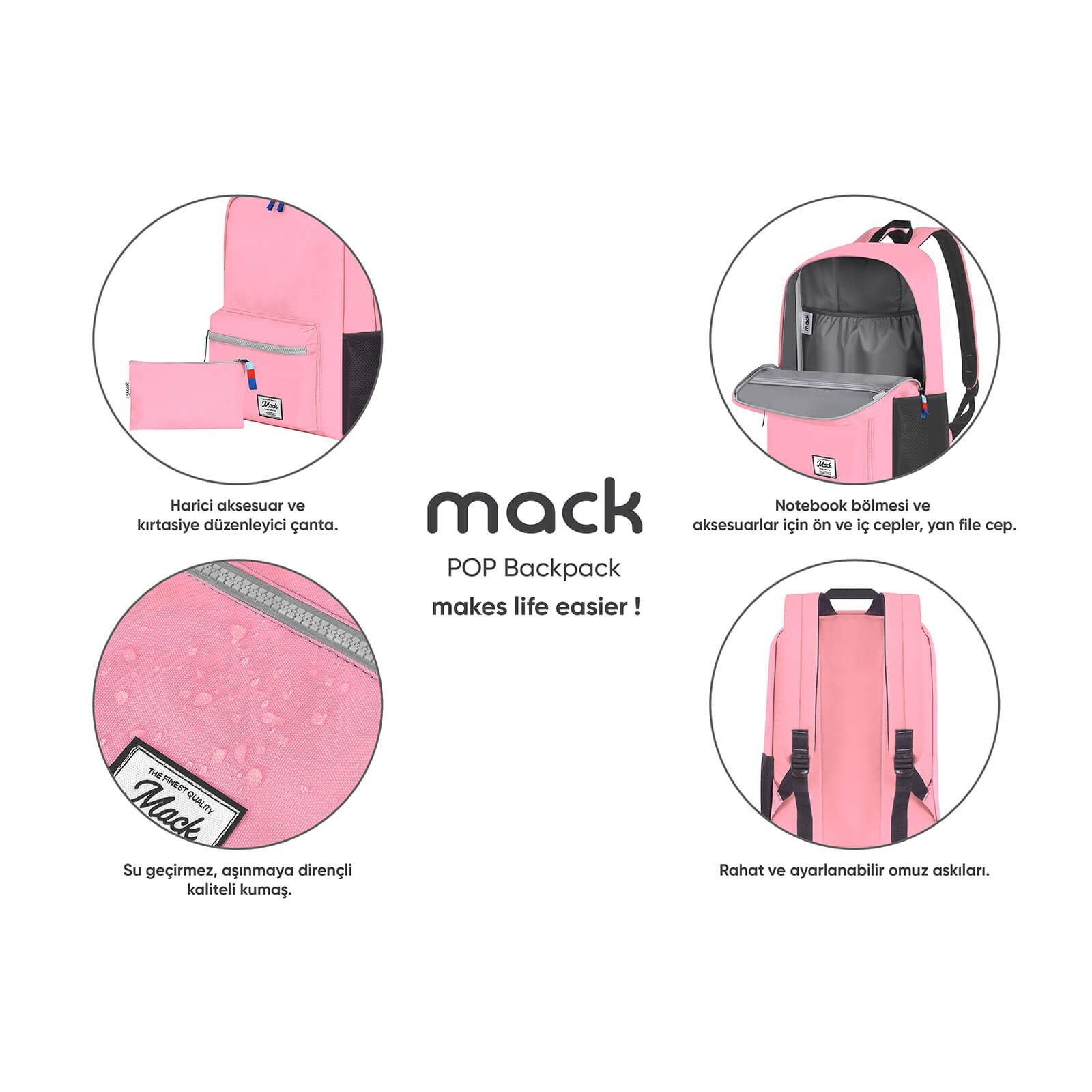 MACK MCK-005 POP Sırt Çantası Pembe