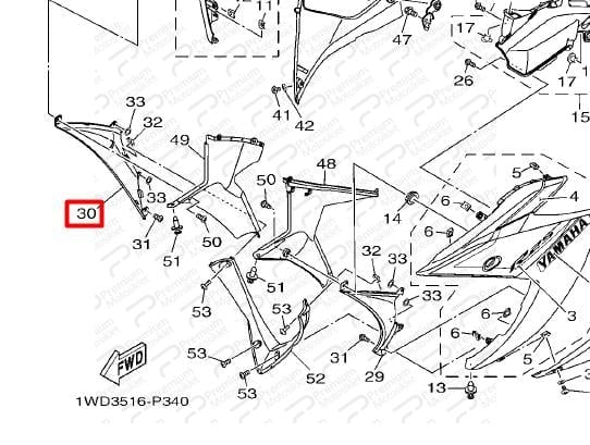 YZFR25 SAĞ İÇ PANEL MAT SİYAH (20152016)