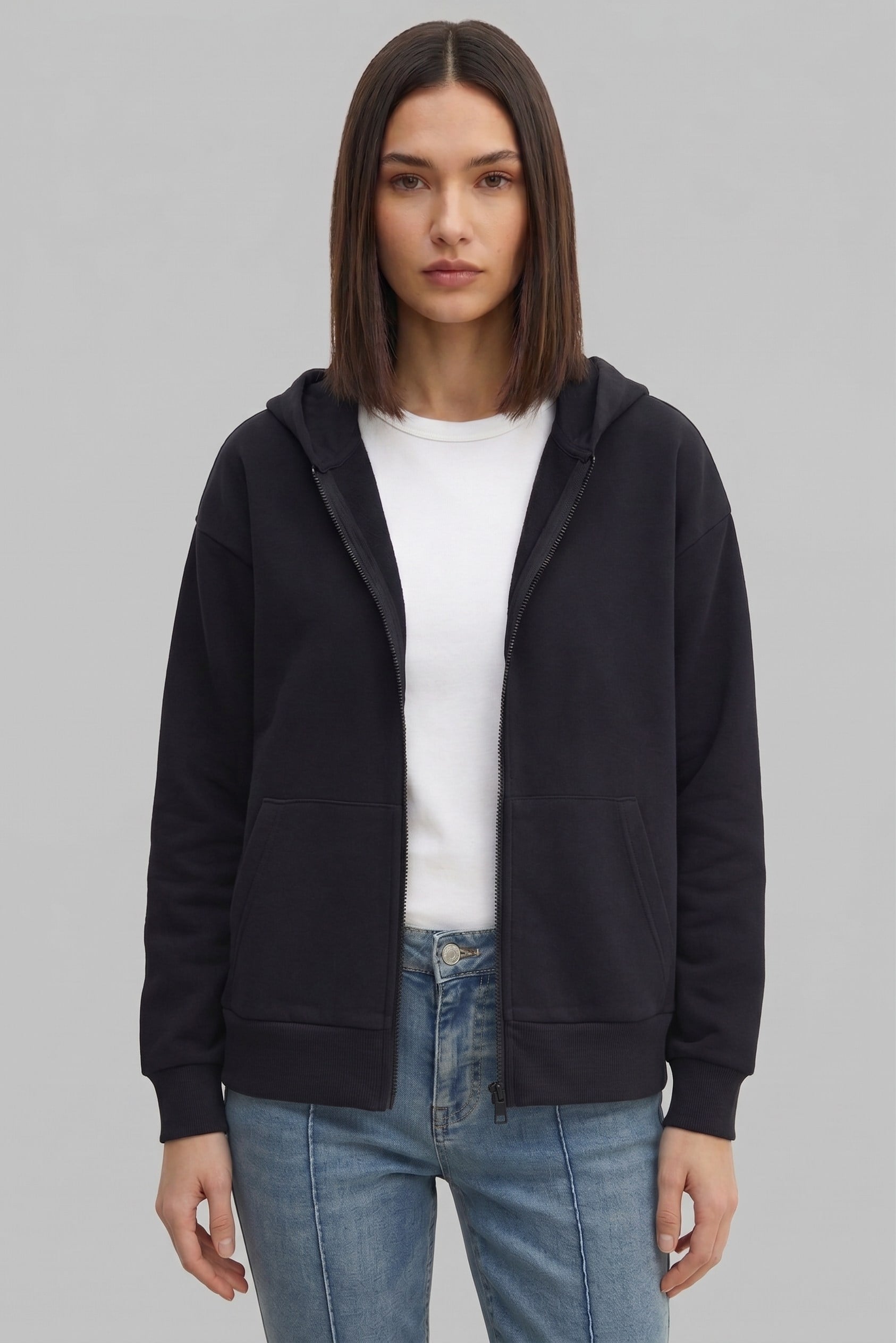 Kadın Hırka Kapüşonlu Oversize %100 Pamuklu 3 İp Şardonlu